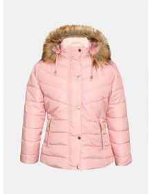 Girls  Quilted Jacket Self Design blush